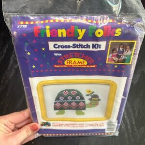 VTG- needlepoint kids craft- easy street, turtle- diy- fun gift vintage lovers